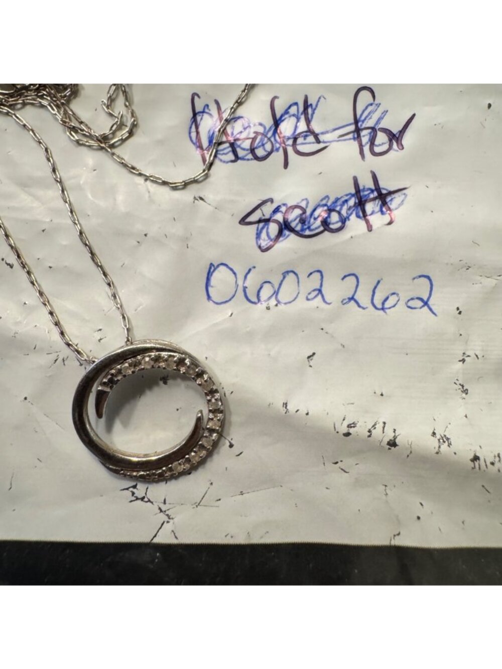 VTG Sterling Silver Diamond Bypass Circle Pendant Necklace Size 22" Length - Picture 7 of 7